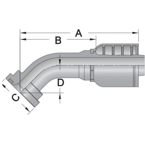 45C617 - 45 Deg Code 61 Flange - Maverick 7 Series Crimp Fitting