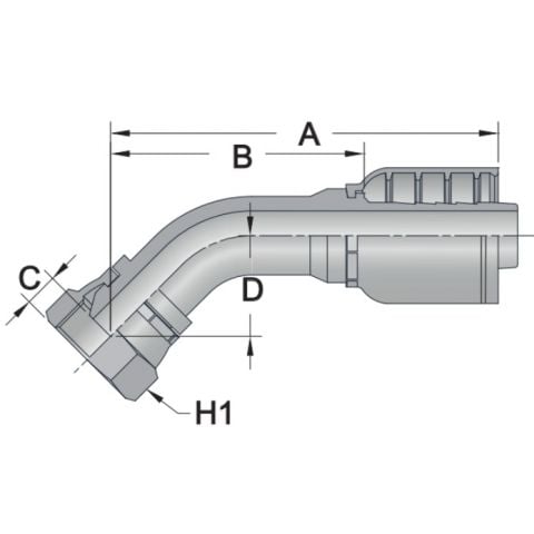 45FBSP7 - 45 Deg Female BSPP - Maverick 7 Series Crimp Fitting
