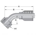 45FDINL7 - 45 Deg Female LIGHT - Maverick 7 Series Crimp Fitting