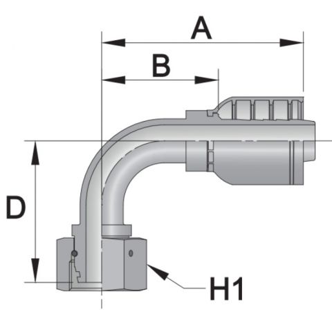 90FDINL7 - 90 Deg Female LIGHT - Maverick 7 Series Crimp Fitting