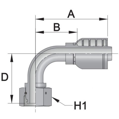 90FDINS7 - 90 Deg Female HEAVY - Maverick 7 Series Crimp Fitting