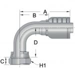 90FFS7 - 90 Female ORFS - Maverick 7 Series Crimp Fitting