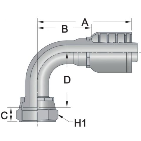 90FFS7 - 90 Female ORFS - Maverick 7 Series Crimp Fitting