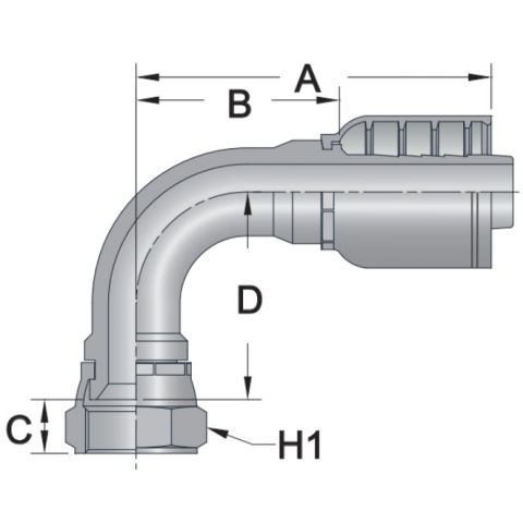 90FJ7 - 90 Female JIC - Maverick 7 Series Crimp Fitting