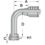 L90FFS7 - Long 90 Female ORFS - Maverick 7 Series Crimp Fitting