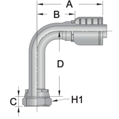 L90FFS7 - Long 90 Female ORFS - Maverick 7 Series Crimp Fitting