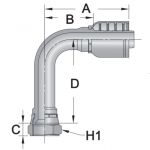 L90FJ7 - Long 90 Female JIC - Maverick 7 Series Crimp Fitting