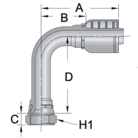 L90FJ7 - Long 90 Female JIC - Maverick 7 Series Crimp Fitting